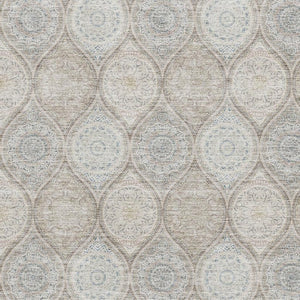 HomeRoots 5' Ogee Washable Area Rug in Taupe Beige & Ivory – Stylish, Durable, UV-Protected for Any Room 677126