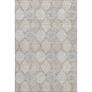 HomeRoots 8' X 10' Stylish Taupe Beige & Ivory Ogee Area Rug - Washable, Durable, UV Protected for High Traffic Spaces 677128
