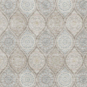 HomeRoots 8' X 10' Stylish Taupe Beige & Ivory Ogee Area Rug - Washable, Durable, UV Protected for High Traffic Spaces 677128
