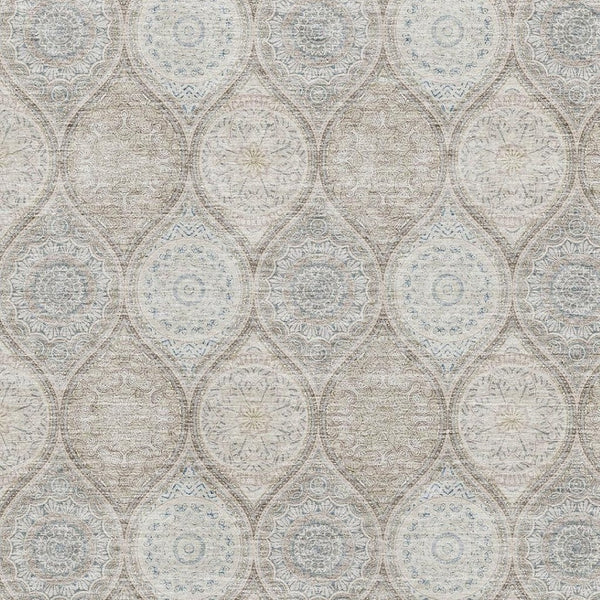 HomeRoots 8' X 10' Stylish Taupe Beige & Ivory Ogee Area Rug - Washable, Durable, UV Protected for High Traffic Spaces 677128