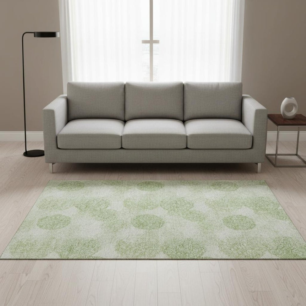HomeRoots 5' X 8' Artichoke Green Abstract Washable Area Rug – Stylish, Durable, UV-Protected & Family-Friendly! 677137