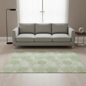 HomeRoots 5' X 8' Artichoke Green Abstract Washable Area Rug – Stylish, Durable, UV-Protected & Family-Friendly! 677137