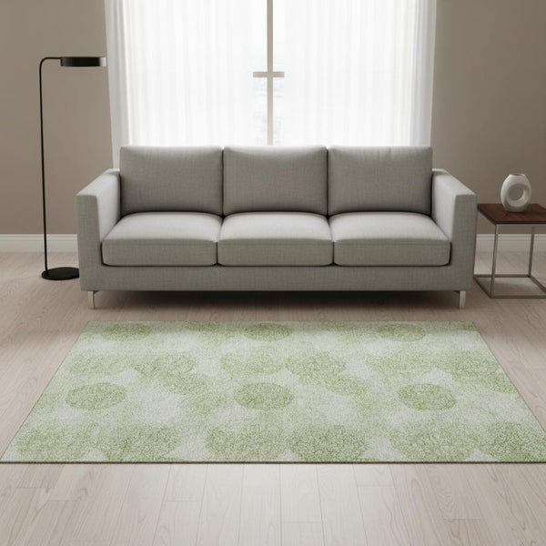 HomeRoots 5' X 8' Artichoke Green Abstract Washable Area Rug – Stylish, Durable, UV-Protected & Family-Friendly! 677137