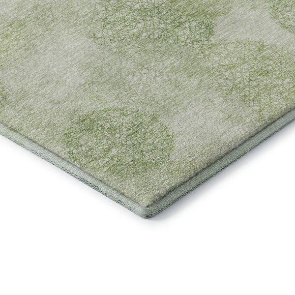 HomeRoots 5' X 8' Artichoke Green Abstract Washable Area Rug – Stylish, Durable, UV-Protected & Family-Friendly! 677137