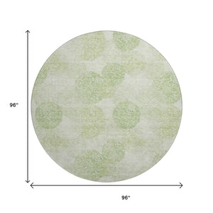 HomeRoots 8' Artichoke Green & Ivory Abstract Round Rug – Washable, UV-Protected, Kid & Pet-Friendly Design 677138