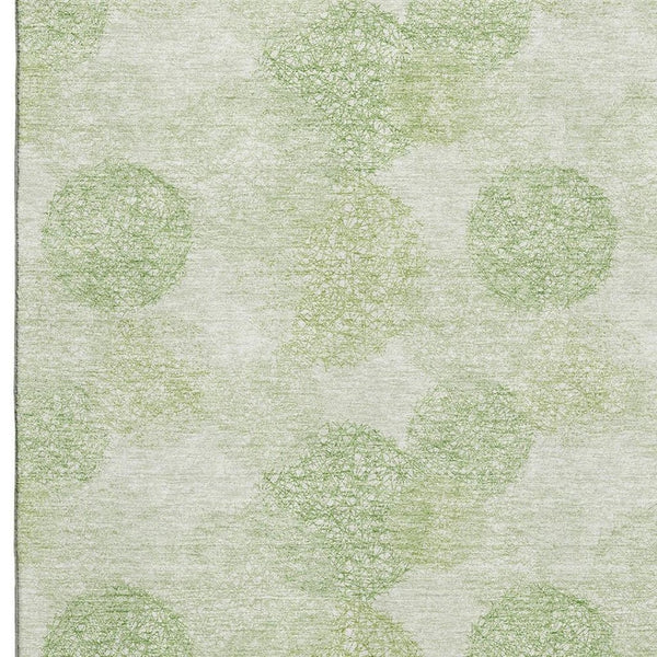 HomeRoots 8' X 10' Artichoke Green & Ivory Abstract Washable Area Rug - UV Protected, Stain Resistant, Durable Design 677139