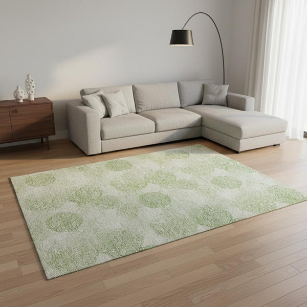 HomeRoots 9' X 12' Artichoke Green Abstract Area Rug - Stylish, Washable, UV Protected for High-Traffic Spaces 677140