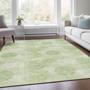 HomeRoots 9' X 12' Artichoke Green Abstract Area Rug - Stylish, Washable, UV Protected for High-Traffic Spaces 677140