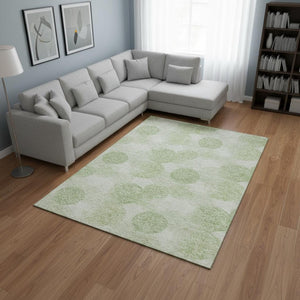 HomeRoots 10' Artichoke Green and Ivory Abstract Washable Area Rug - UV Protected, Durable & Stylish Home Decor 677141