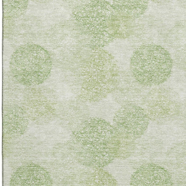 HomeRoots 10' Artichoke Green and Ivory Abstract Washable Area Rug - UV Protected, Durable & Stylish Home Decor 677141