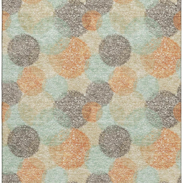 HomeRoots 5' X 8' Beige Orange and Ivory Abstract Area Rug – Stylish, Washable, UV-Protected & Pet-Friendly Design 677143