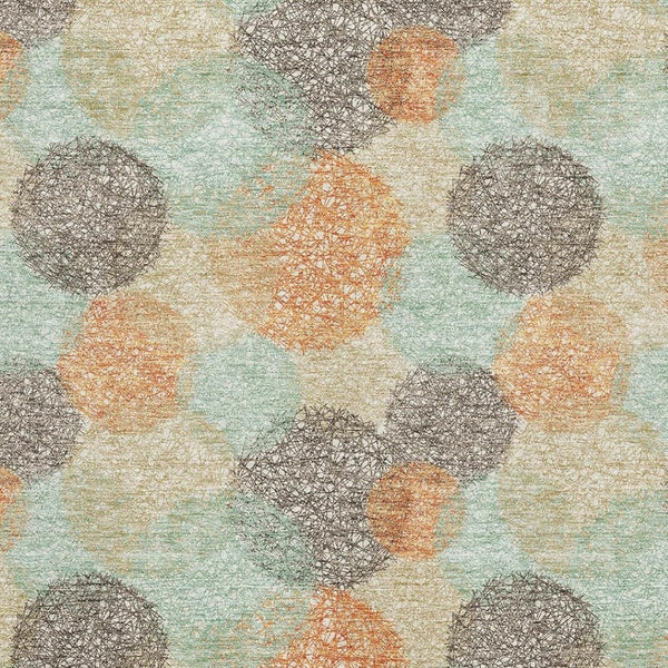 HomeRoots 8' X 10' Modern Beige Orange Ivory Abstract Area Rug - Washable, UV Protected & Soft Underfoot Comfort 677145