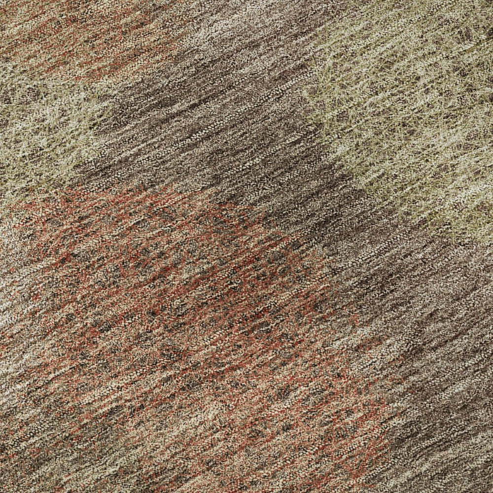 HomeRoots 5' X 8' Washable Area Rug in Brown, Artichoke Green & Taupe - UV Protected, Durable & Stylish Décor 677149