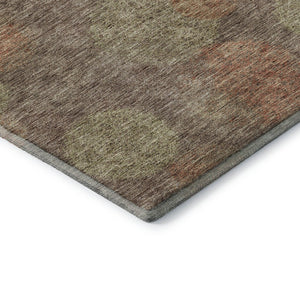 HomeRoots 8' X 10' Washable Area Rug in Brown, Artichoke Green & Taupe - UV Protected for High-Traffic Spaces 677151