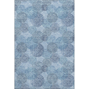 HomeRoots 5' X 8' Denim Blue & Sky Blue Abstract Area Rug - Washable, UV Protected, Durable for Active Homes 677155