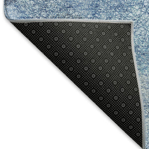 HomeRoots 5' X 8' Denim Blue & Sky Blue Abstract Area Rug - Washable, UV Protected, Durable for Active Homes 677155