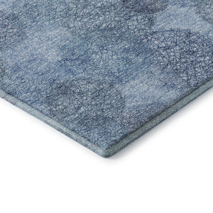 HomeRoots 5' X 8' Denim Blue & Sky Blue Abstract Area Rug - Washable, UV Protected, Durable for Active Homes 677155
