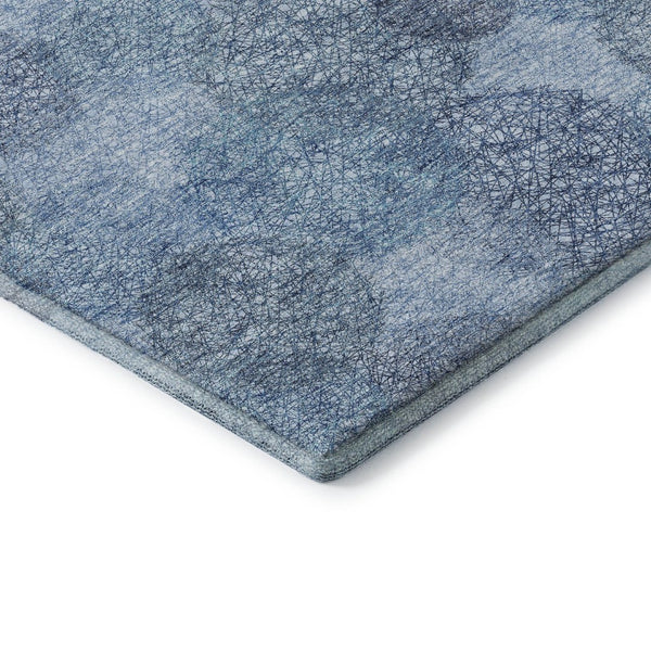 HomeRoots 5' X 8' Denim Blue & Sky Blue Abstract Area Rug - Washable, UV Protected, Durable for Active Homes 677155