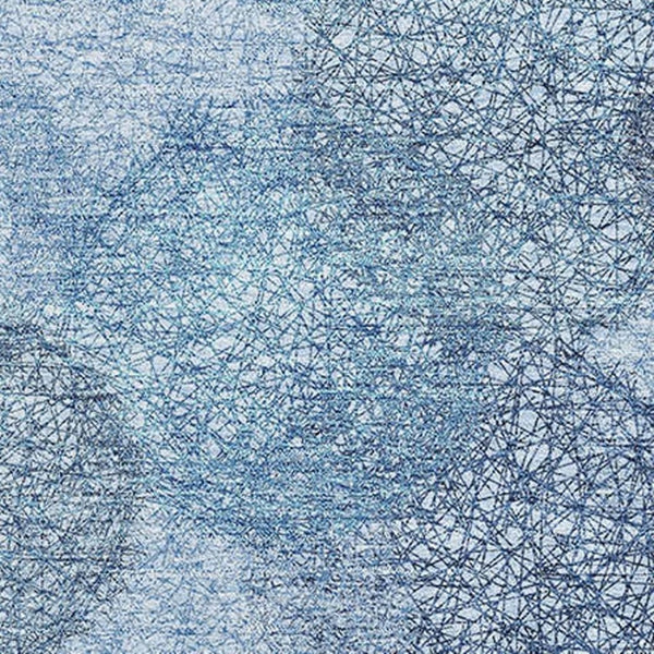 HomeRoots 5' X 8' Denim Blue & Sky Blue Abstract Area Rug - Washable, UV Protected, Durable for Active Homes 677155