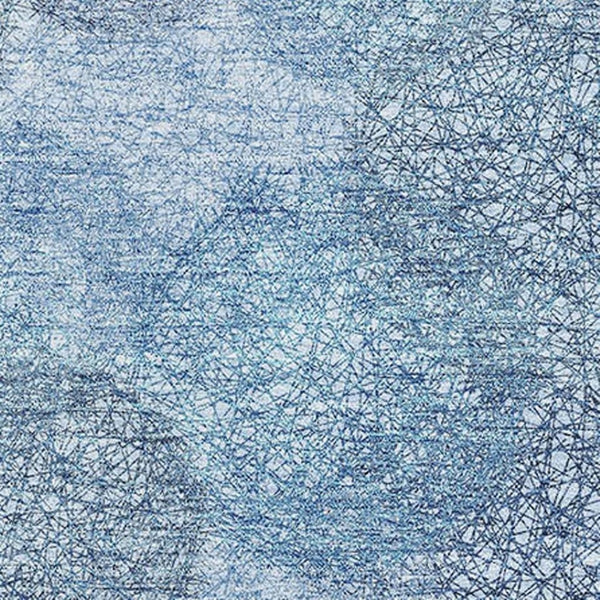 HomeRoots 8' X 10' Stylish Denim Blue Abstract Washable Area Rug with UV Protection for Busy Homes & Pets 677157