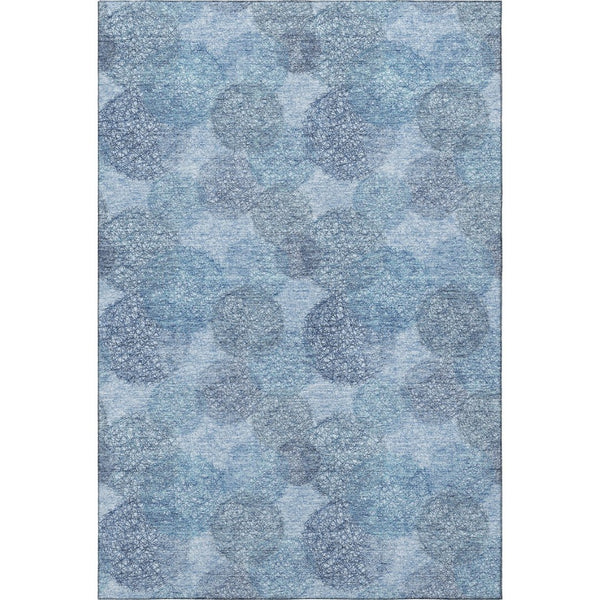 HomeRoots 10' Denim Blue & Sky Blue Abstract Washable Area Rug - UV Protected, Stain-Resistant, Soft & Stylish! 677159