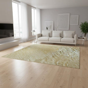 HomeRoots 5' X 8' Gold & Beige Abstract Area Rug - Soft, Stain-Resistant, UV Protected for Modern Spaces 677161