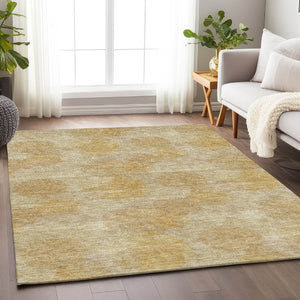 HomeRoots 5' X 8' Gold & Beige Abstract Area Rug - Soft, Stain-Resistant, UV Protected for Modern Spaces 677161