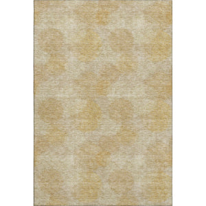 HomeRoots 9' X 12' Gold and Beige Abstract Area Rug – Durable, Washable with UV Protection for Modern Spaces 677164