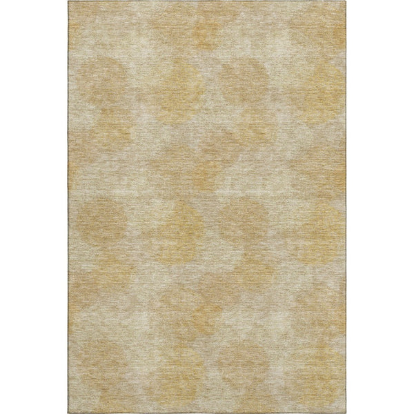 HomeRoots 9' X 12' Gold and Beige Abstract Area Rug – Durable, Washable with UV Protection for Modern Spaces 677164