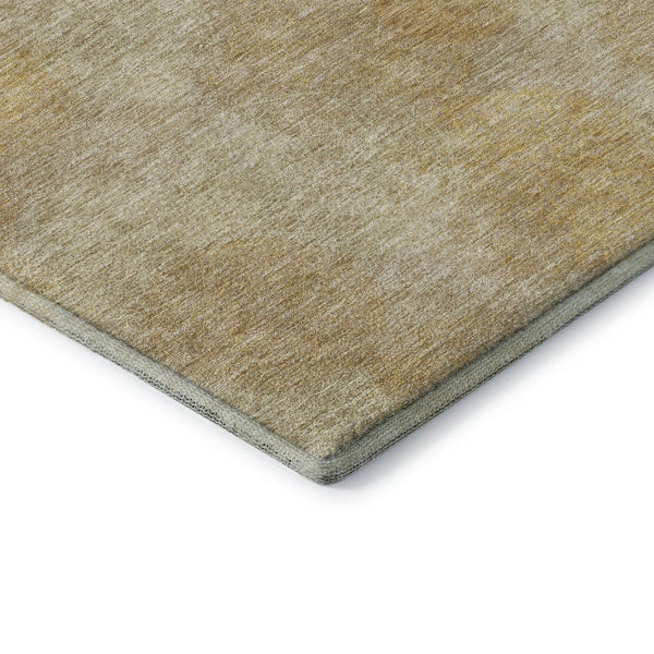 HomeRoots 9' X 12' Gold and Beige Abstract Area Rug – Durable, Washable with UV Protection for Modern Spaces 677164