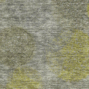 HomeRoots 5' X 8' Abstract Washable Area Rug in Gray, Lime Green & Silver - Stylish, Stain-Resistant Design! 677167