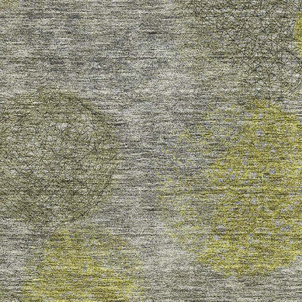 HomeRoots 5' X 8' Abstract Washable Area Rug in Gray, Lime Green & Silver - Stylish, Stain-Resistant Design! 677167