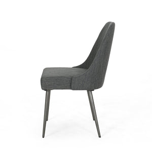 English Elm Christopher Knight Home® - DINING Chair Set of 2 Upholstered Modern Curved Back Dining Chairs with Powder-Coated Metal Legs Charcoal 62218.00CHAR