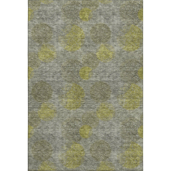 HomeRoots 9' X 12' Modern Abstract Gray, Lime Green & Silver Area Rug – Washable, UV Protected & Durable Design 677170