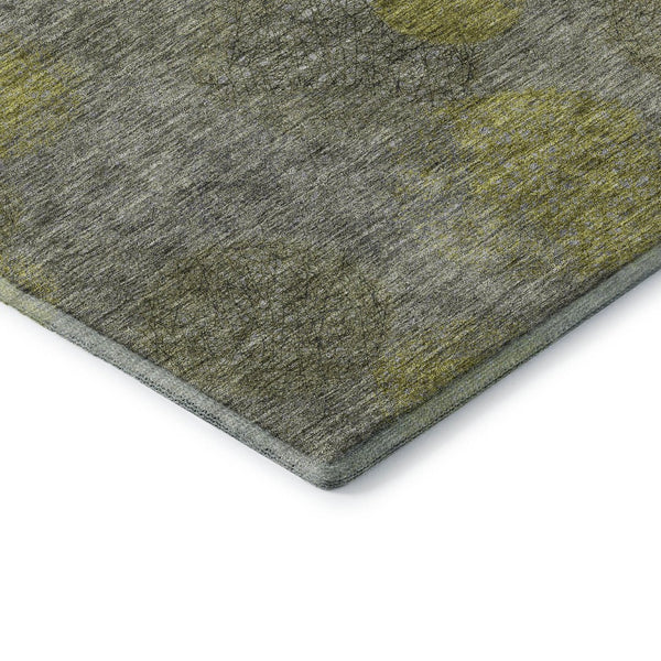 HomeRoots 9' X 12' Modern Abstract Gray, Lime Green & Silver Area Rug – Washable, UV Protected & Durable Design 677170