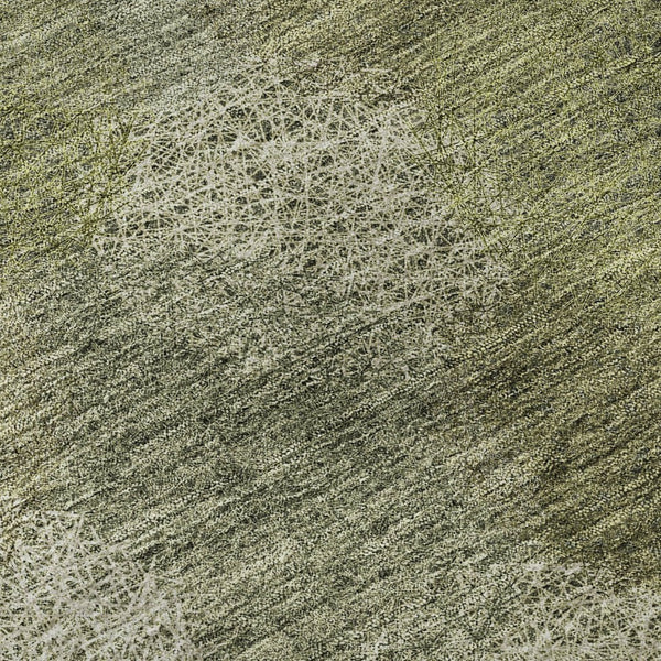 HomeRoots 8' Green And Ivory Abstract Washable Round Area Rug - UV Protected, Stain Resistant, Kid & Pet Friendly! 677174