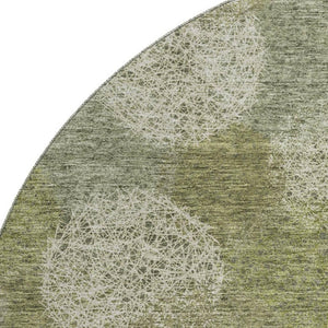 HomeRoots 8' Green And Ivory Abstract Washable Round Area Rug - UV Protected, Stain Resistant, Kid & Pet Friendly! 677174