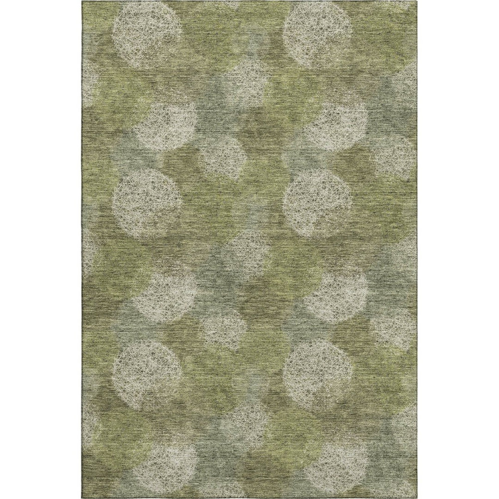 HomeRoots 8' X 10' Green and Ivory Abstract Area Rug - Stylish, Washable, UV-Protected for High-Traffic Spaces 677175