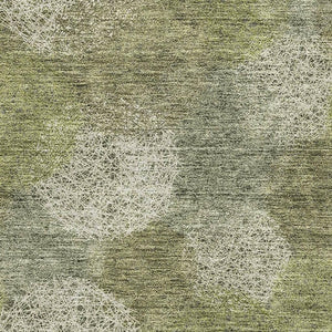 HomeRoots 8' X 10' Green and Ivory Abstract Area Rug - Stylish, Washable, UV-Protected for High-Traffic Spaces 677175