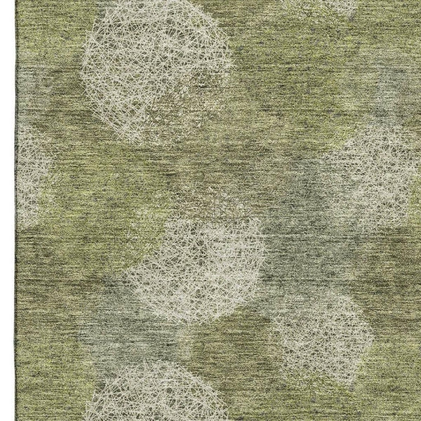 HomeRoots 8' X 10' Green and Ivory Abstract Area Rug - Stylish, Washable, UV-Protected for High-Traffic Spaces 677175