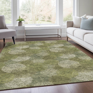 HomeRoots 9' X 12' Green And Ivory Abstract Washable Area Rug - Durable, Stylish, Stain Resistant, UV Protected 677176