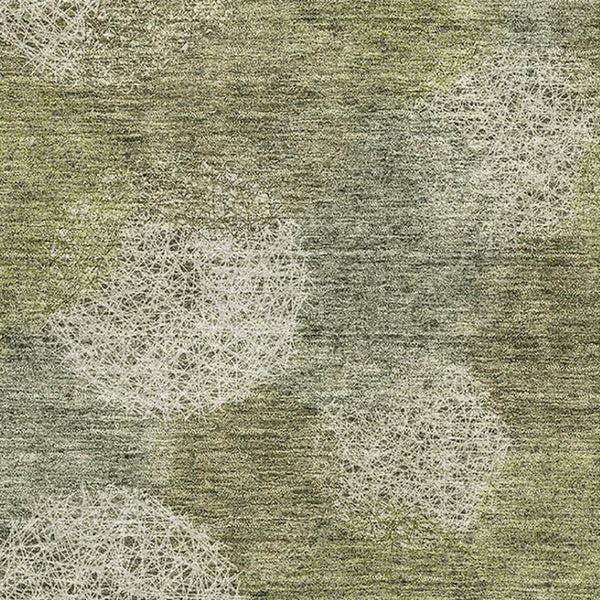 HomeRoots 9' X 12' Green And Ivory Abstract Washable Area Rug - Durable, Stylish, Stain Resistant, UV Protected 677176