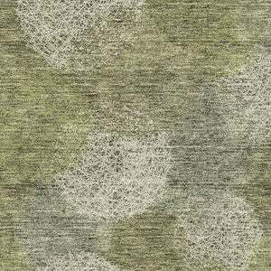HomeRoots 10' Green and Ivory Abstract Washable Area Rug - Stain Resistant, UV Protected, Perfect for Homes! 677177