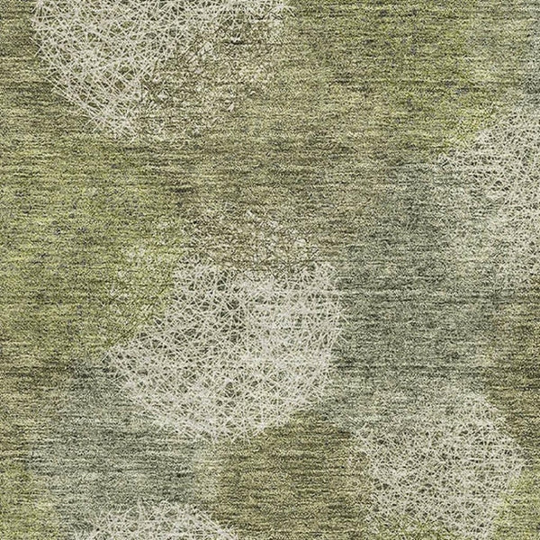 HomeRoots 10' Green and Ivory Abstract Washable Area Rug - Stain Resistant, UV Protected, Perfect for Homes! 677177