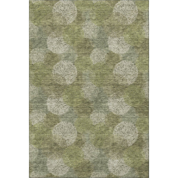 HomeRoots 10' Green and Ivory Abstract Washable Area Rug - Stain Resistant, UV Protected, Perfect for Homes! 677177