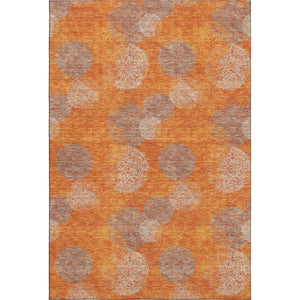 HomeRoots 5' X 8' Vibrant Orange Gray Silver Abstract Area Rug - Washable, UV Protected, Perfect for High-Traffic Areas 677179