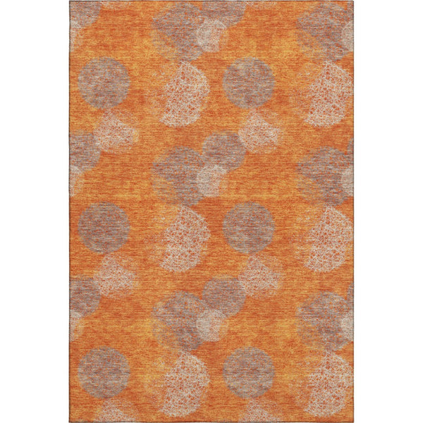 HomeRoots 8' X 10' Contemporary Orange Gray Silver Abstract Area Rug - Washable, UV-Protected, Durable Design 677181