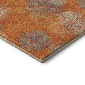 HomeRoots 8' X 10' Contemporary Orange Gray Silver Abstract Area Rug - Washable, UV-Protected, Durable Design 677181