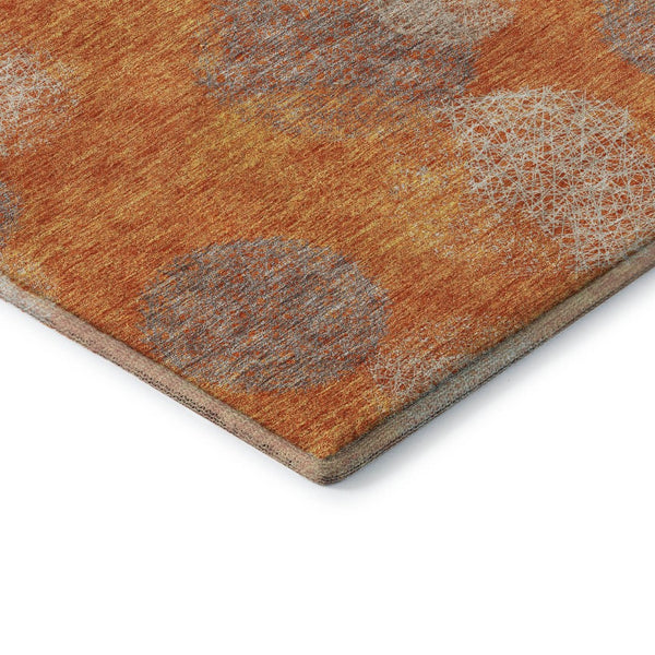 HomeRoots 8' X 10' Contemporary Orange Gray Silver Abstract Area Rug - Washable, UV-Protected, Durable Design 677181