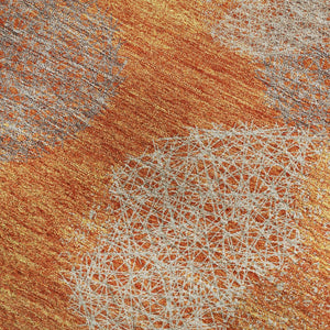 HomeRoots 8' X 10' Contemporary Orange Gray Silver Abstract Area Rug - Washable, UV-Protected, Durable Design 677181